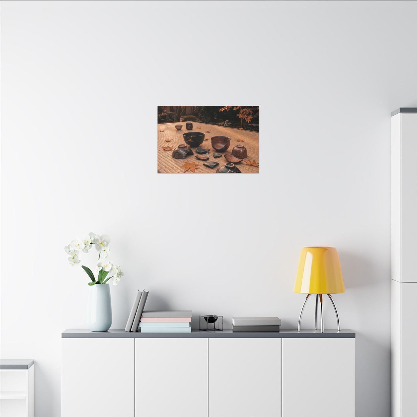 Golden Hour Tea Ceremony Canvas Art - Kintsugi Shibui