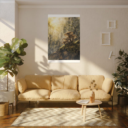 Wild Mushrooms Canvas Art | Spring Japandi Watercolor Art