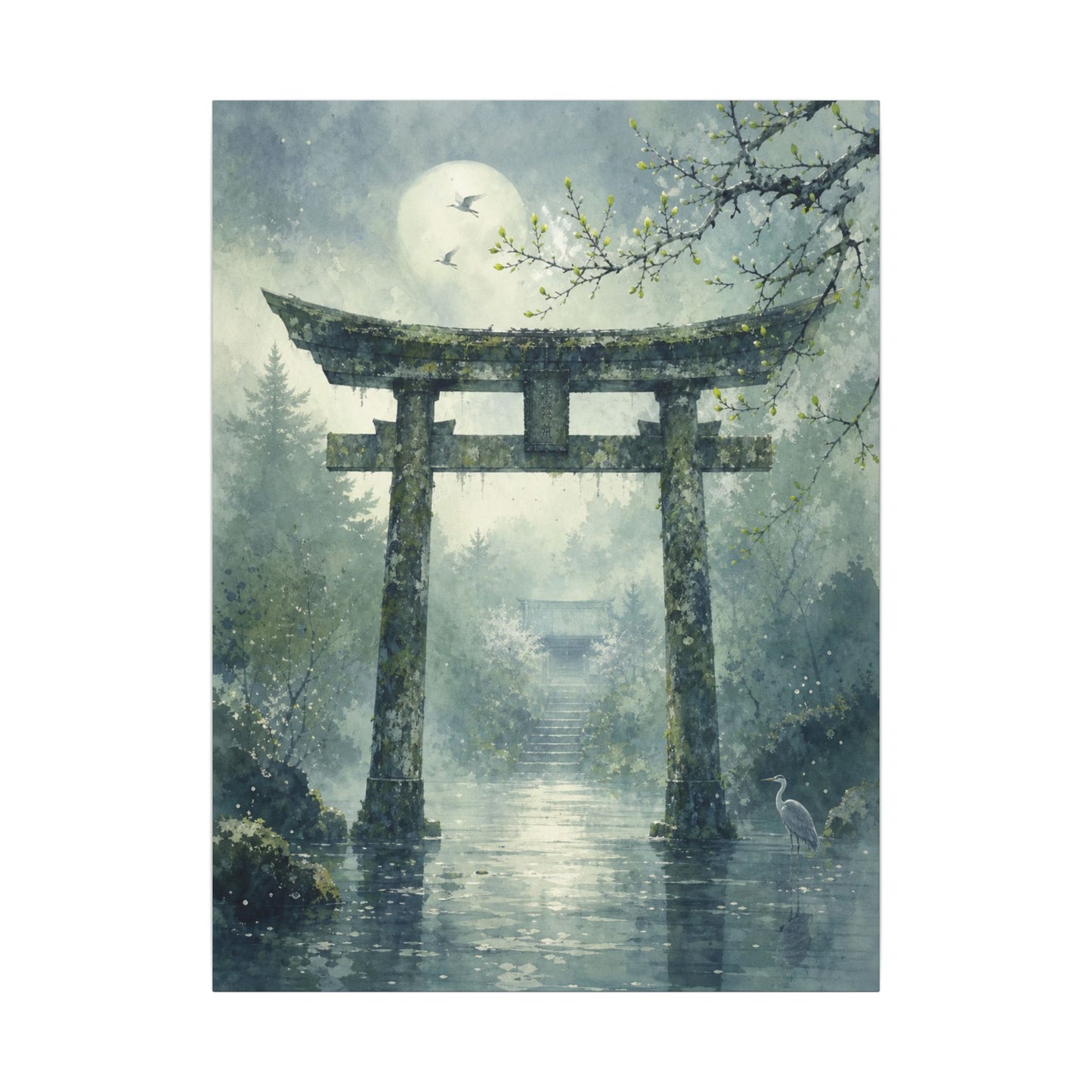 Earthy Torii Gate Canvas Art - Watercolor Japandi