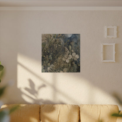 Japandi Dried Flowers in Moonlight | Watercolor Canvas Art