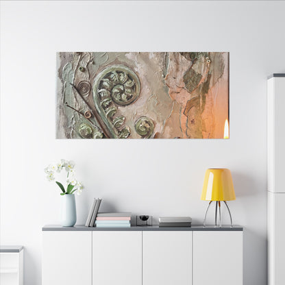 Datsuzoku Fern Unfurling Canvas Art - Japandi Texture