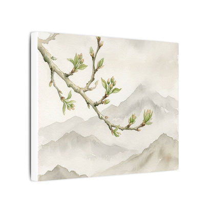 Spring Mountain Mist Watercolor Canvas Art | Cozy Decor