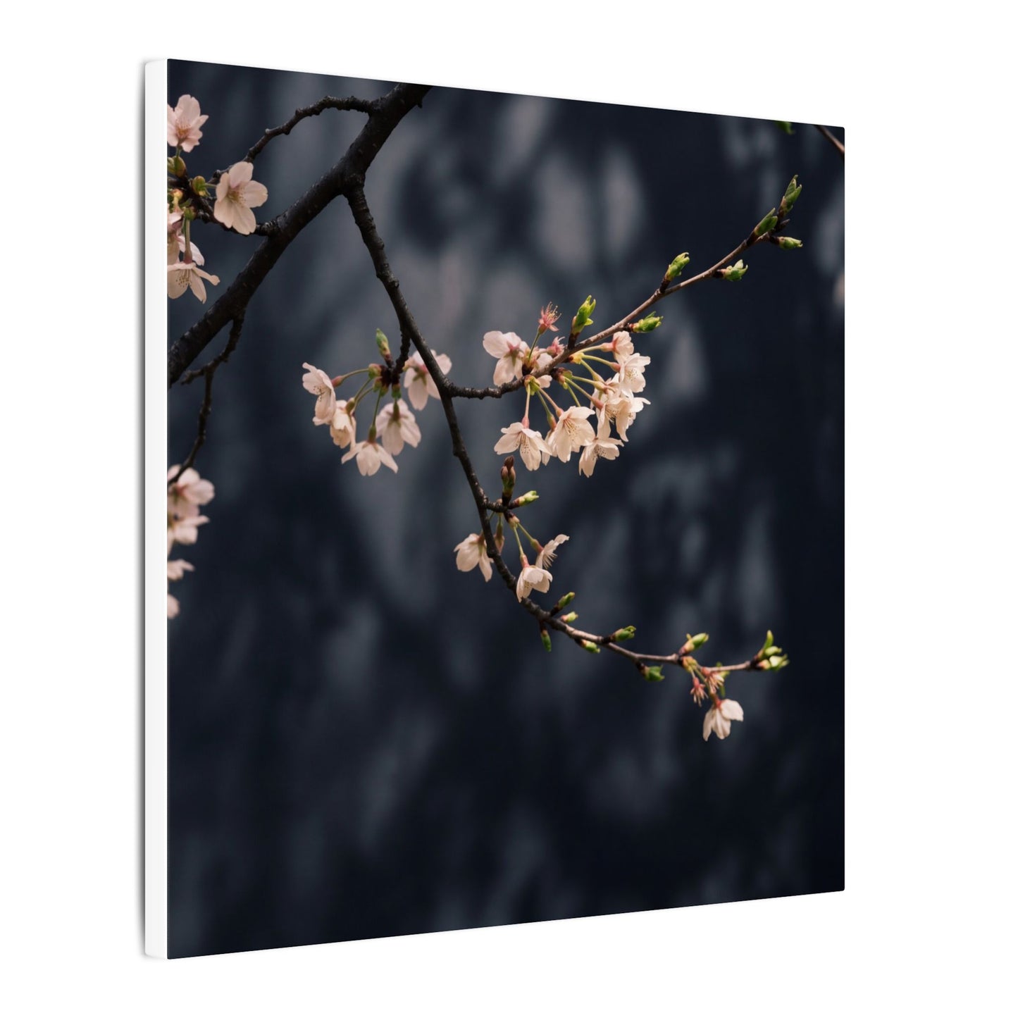 Cherry Blossom Moody Minimal Canvas Art | Bold Dark Japandi Art