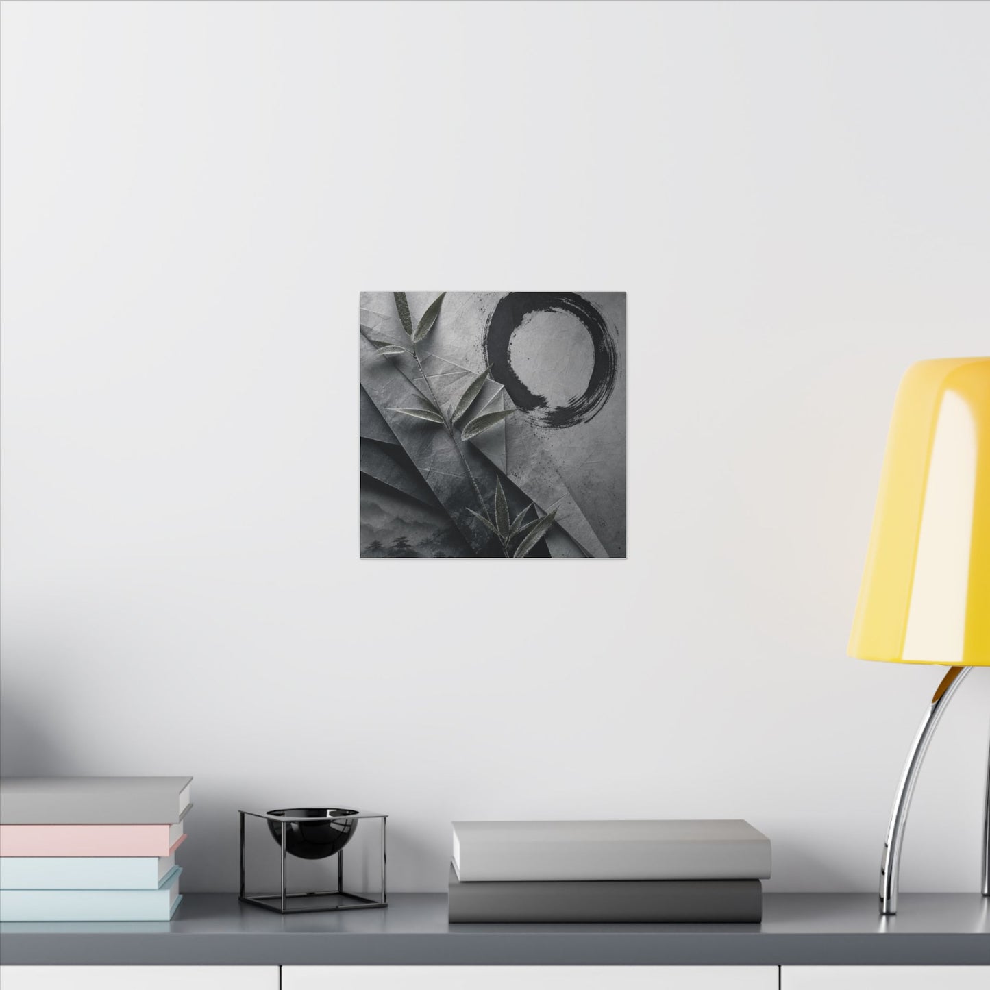 Winter Paper Fold Enso Canvas Art | Serene Decor