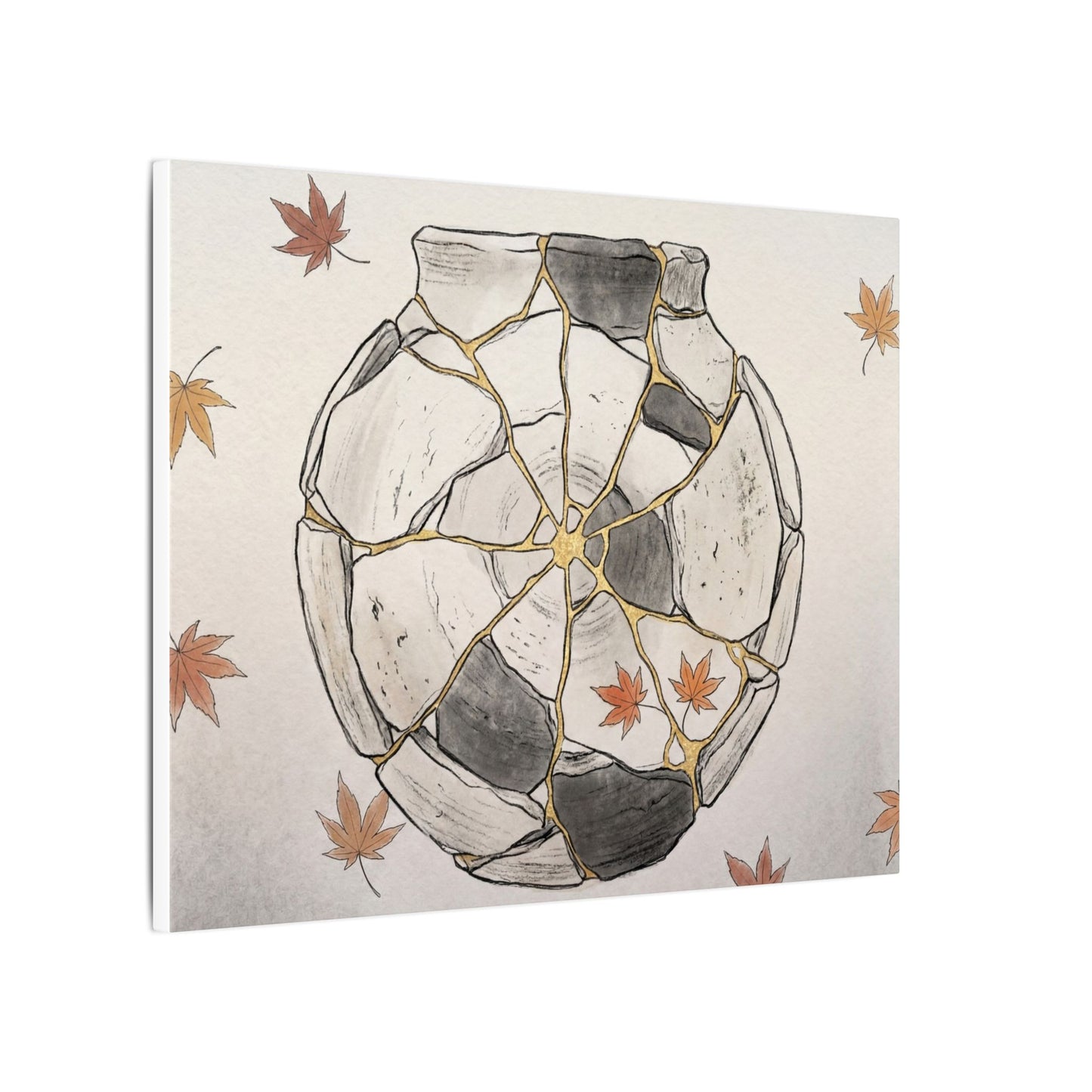 Japandi Broken Pottery in Dawn | Minimal Line Canvas Art
