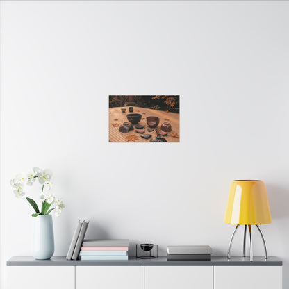 Golden Hour Tea Ceremony Canvas Art - Kintsugi Shibui