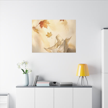 Japandi Paper Fold in Golden Hour | Watercolor Canvas Art