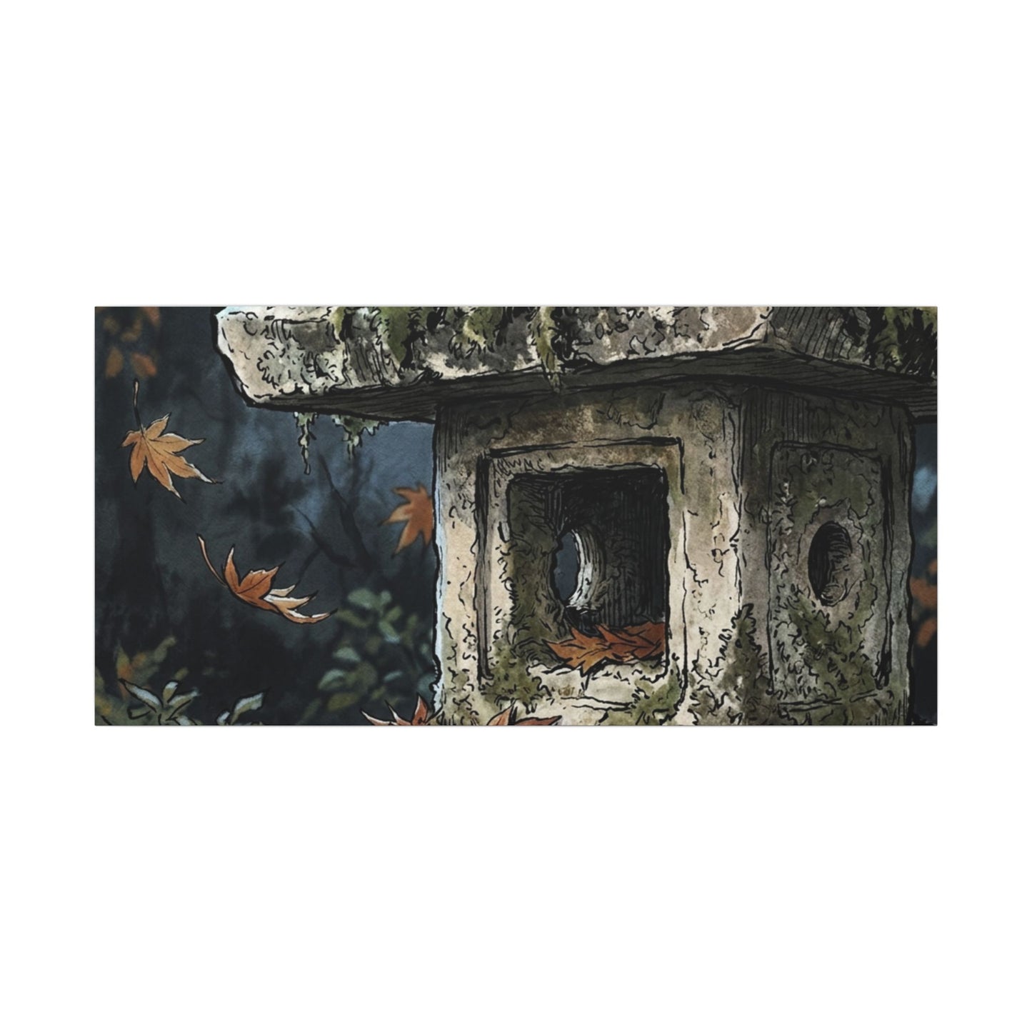 Shibui Stone Lantern Canvas Art - Japandi Minimal Line
