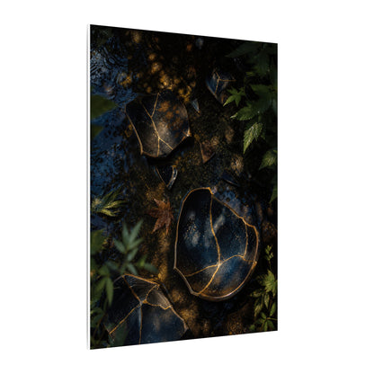 Dark Japandi Broken Pottery in Dappled | Shadow Zen Canvas Art