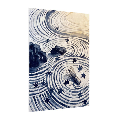 Zen Rock Garden in Golden Hour | Sumi E Canvas Art