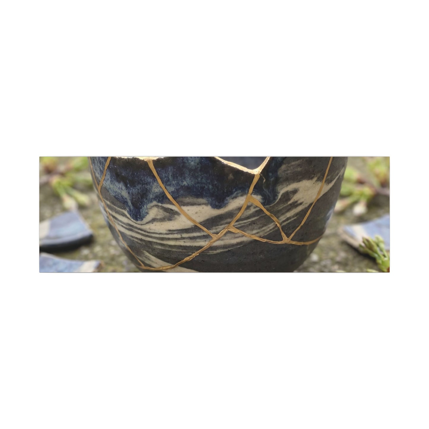 Datsuzoku Ceramic Bowl Canvas Art - Kintsugi Gold Repair