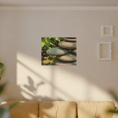 River Stones Summer Canvas Art | Japandi Earthy Design