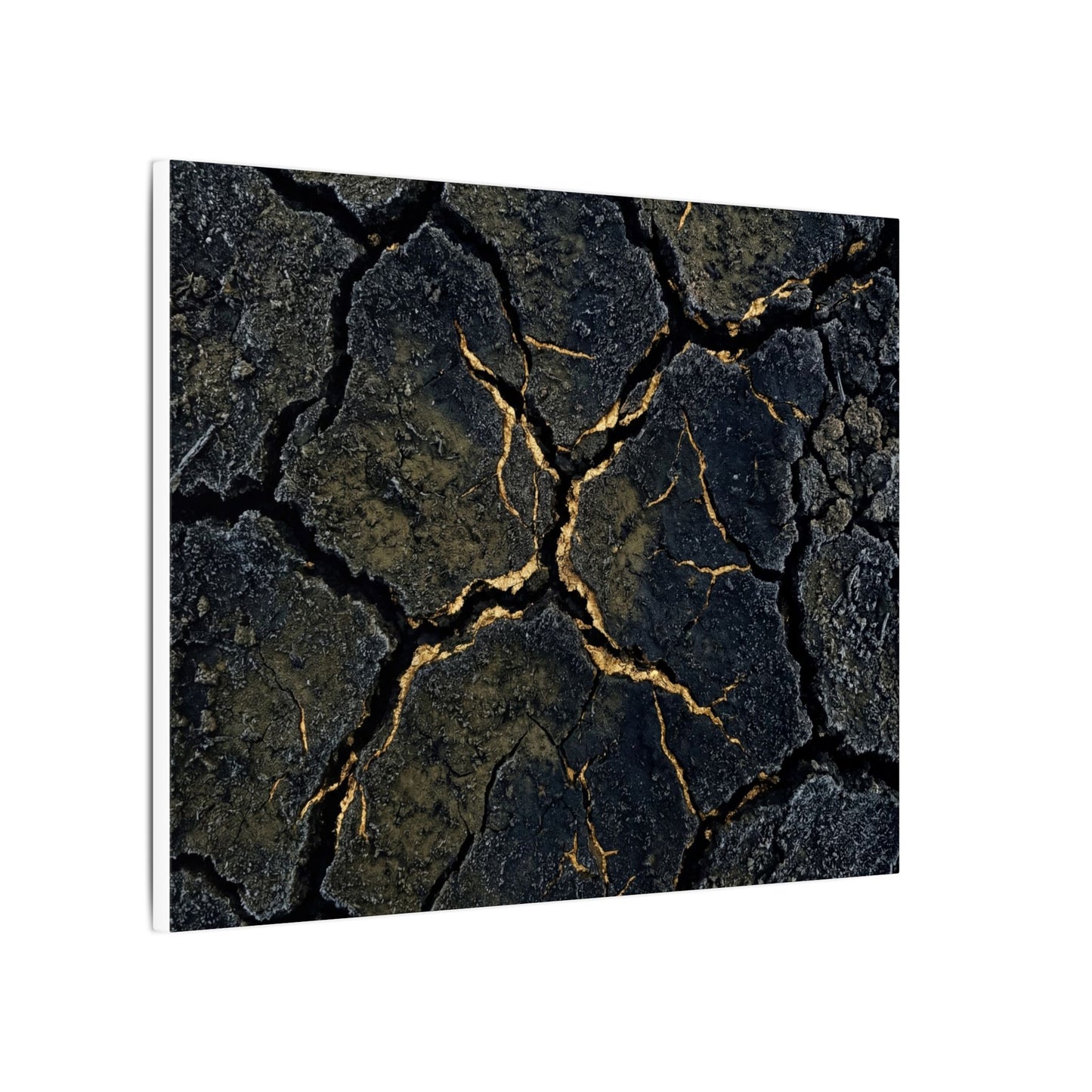 Overcast Cracked Earth Canvas Art - Dark Japandi Ma