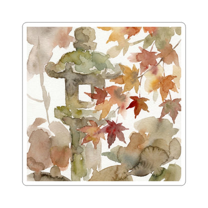 Stone Lantern Sticker | Autumn Japandi Watercolor Art Art Print