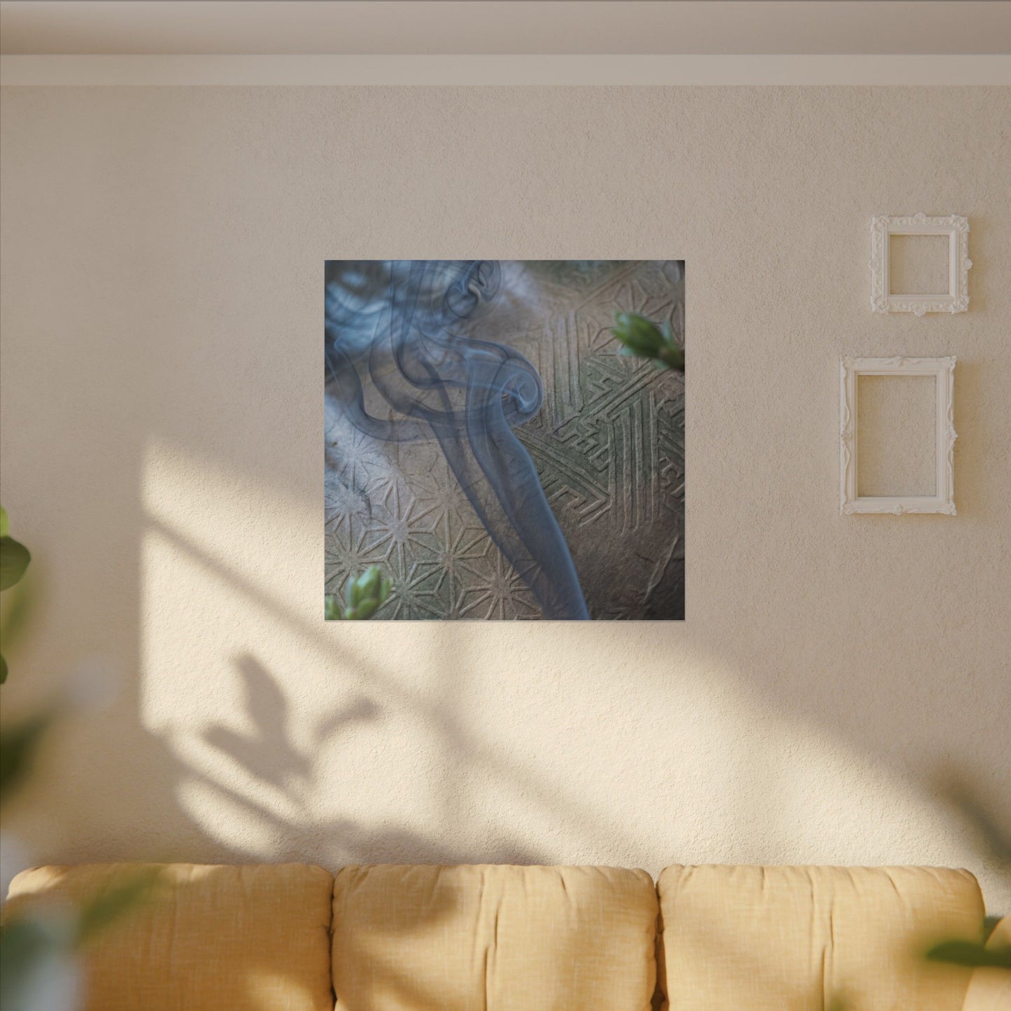 Spring Incense Smoke Japanese Pattern Canvas Art | Neutral Decor