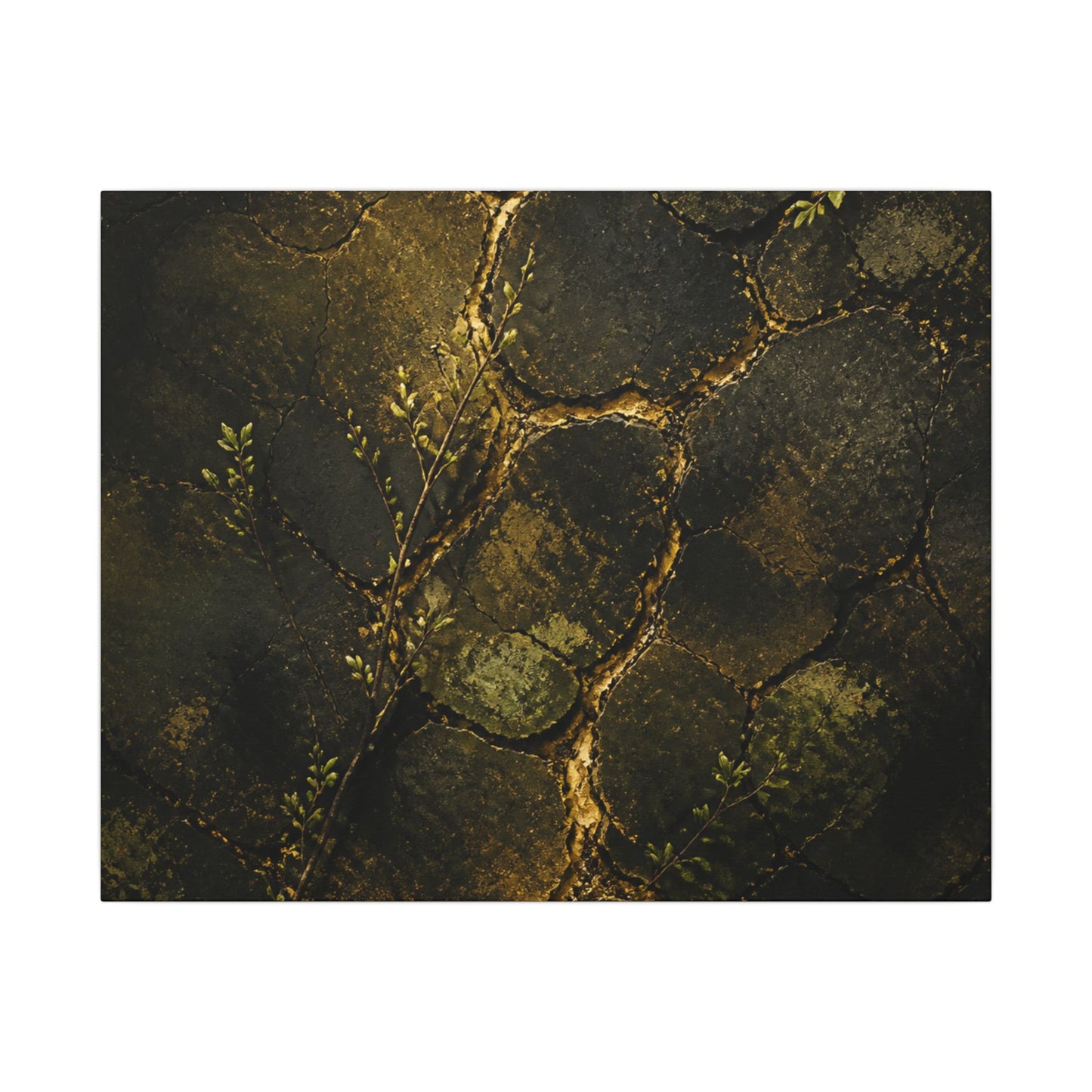 Shibui Cracked Earth Canvas Art - Dark Japandi Dark Texture