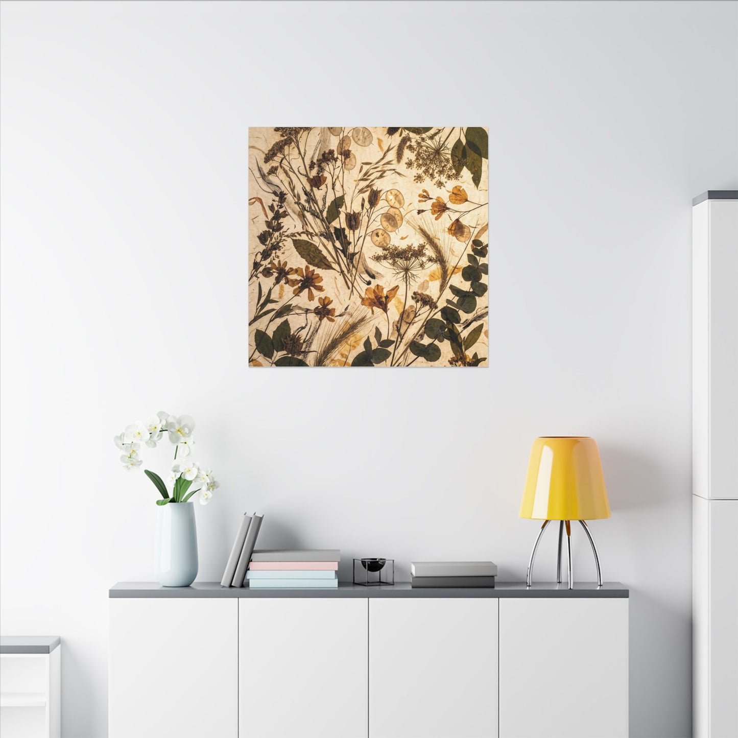 Dried Flowers Summer Canvas Art | Japandi Neutral Design