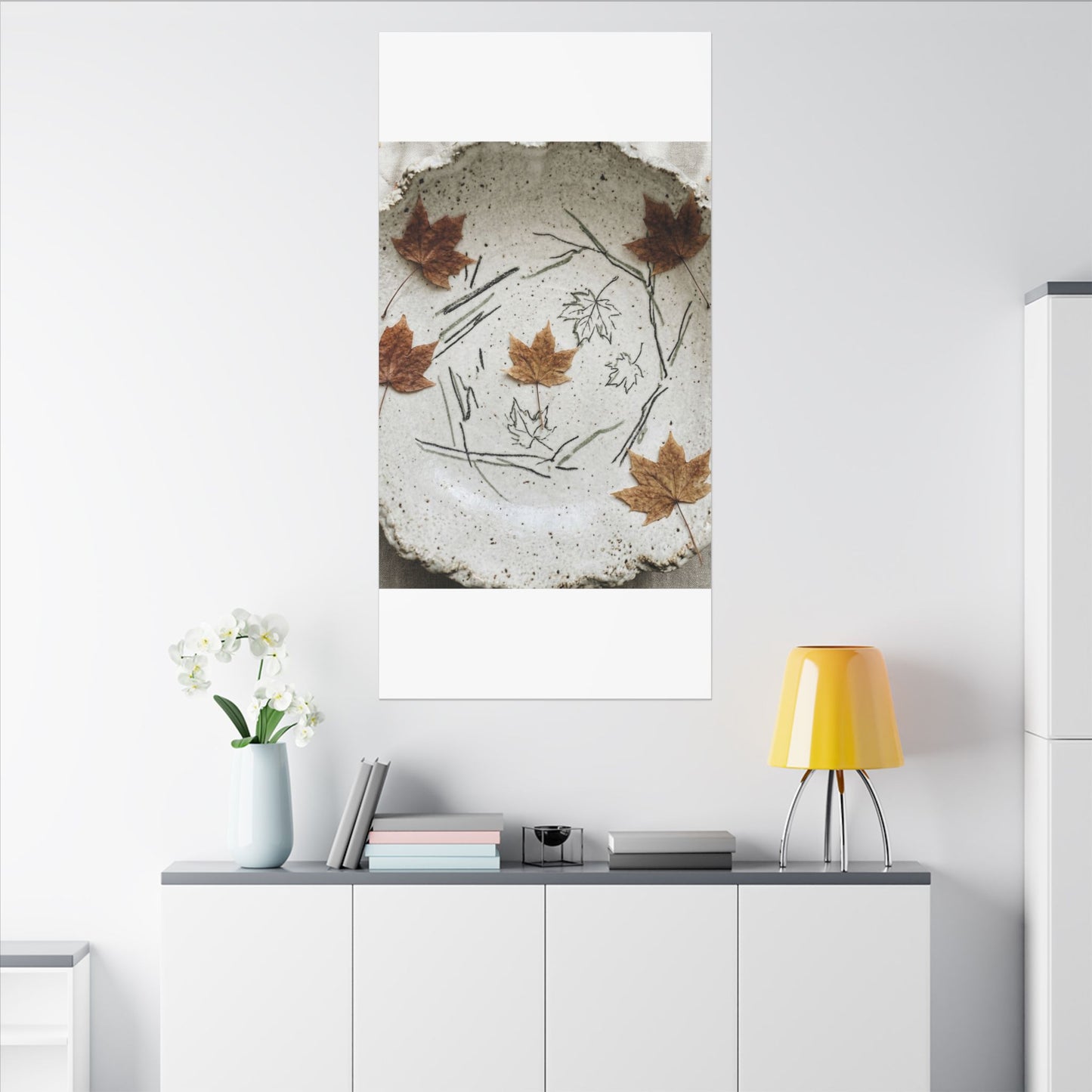 Ceramic Bowl Autumn Canvas Art | Japandi Elegant Design