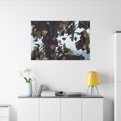 Rust Patina Charcoal Ink Canvas Art | Sophisticated Dark Japandi Art