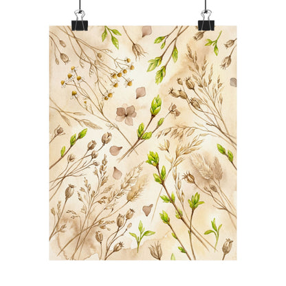 Spring Dried Flowers Watercolor Wall Art Print | Elegant Decor
