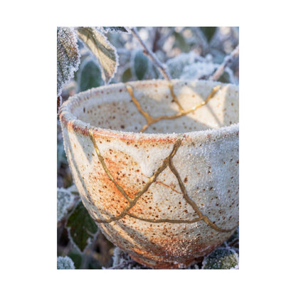 Kintsugi Ceramic Bowl in Dappled | Gold Vein Wall Art Print
