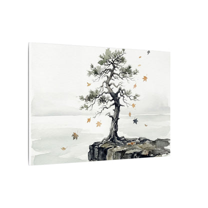 Japandi Pine Tree in Overcast | Watercolor Canvas Art