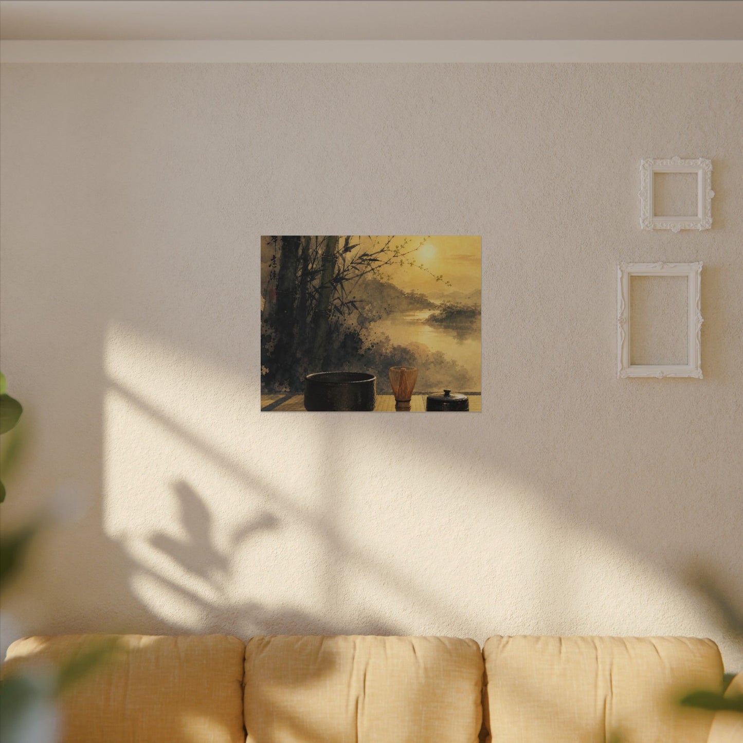 Tea Ceremony Sumi E Canvas Art | Contemplative Zen Art