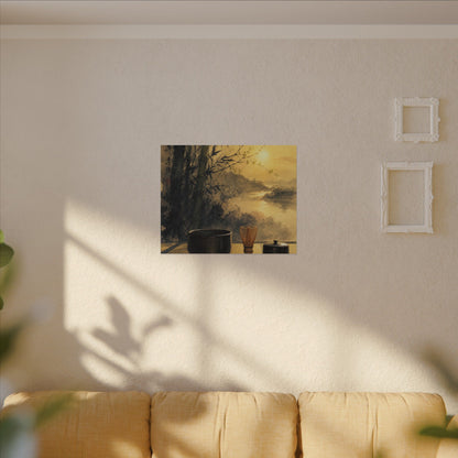 Tea Ceremony Sumi E Canvas Art | Contemplative Zen Art