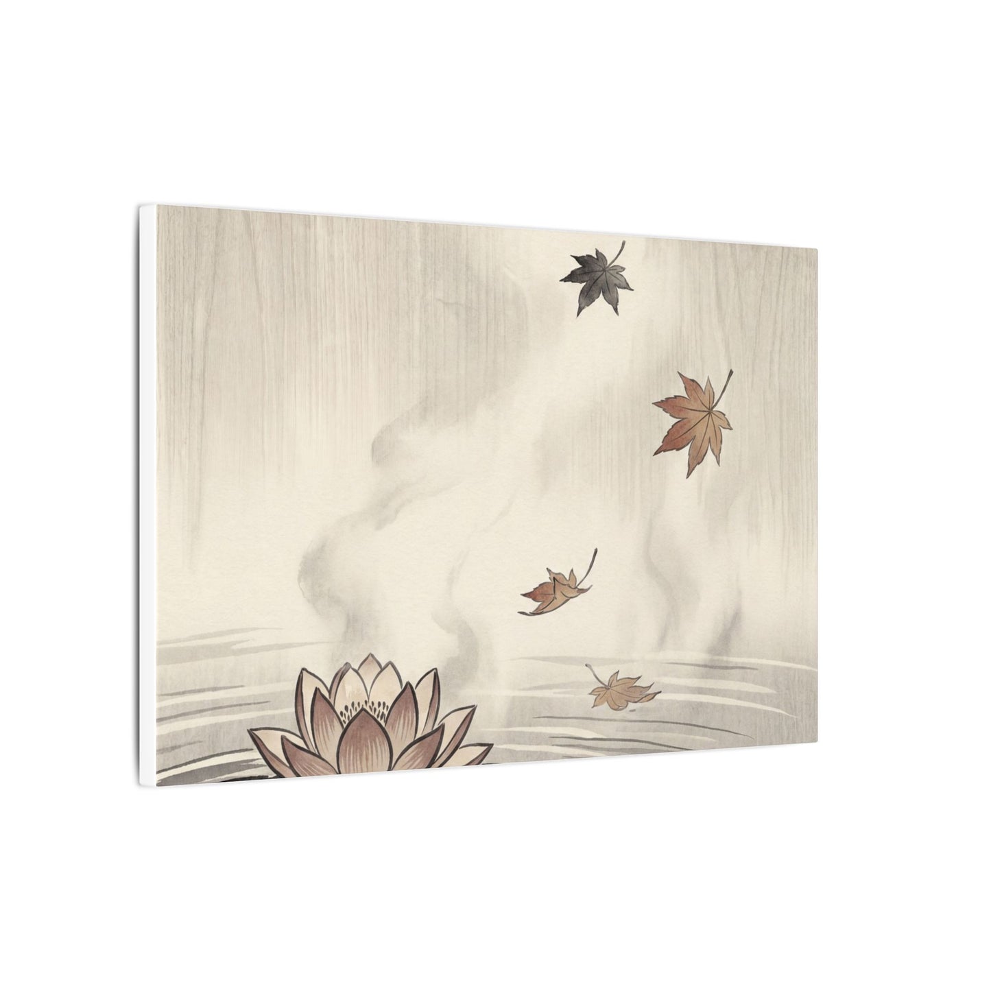 Lotus Flower Canvas Art | Autumn Zen Ukiyo E Inspired Art