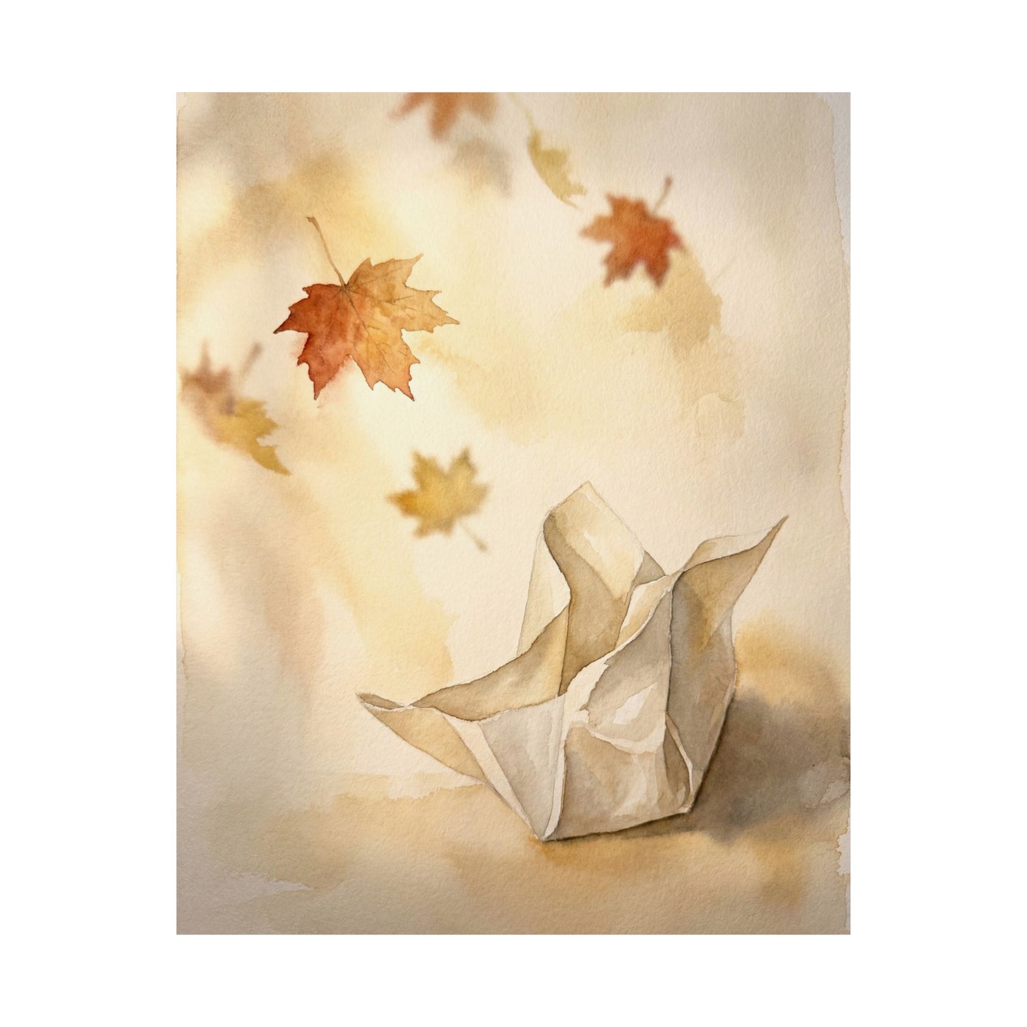 Paper Fold Watercolor Wall Art Print | Earthy Japandi Art