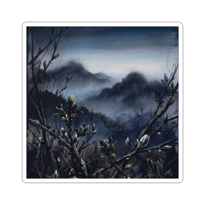 Shibui Mountain Mist Sticker - Dark Japandi Dark Texture Art Print