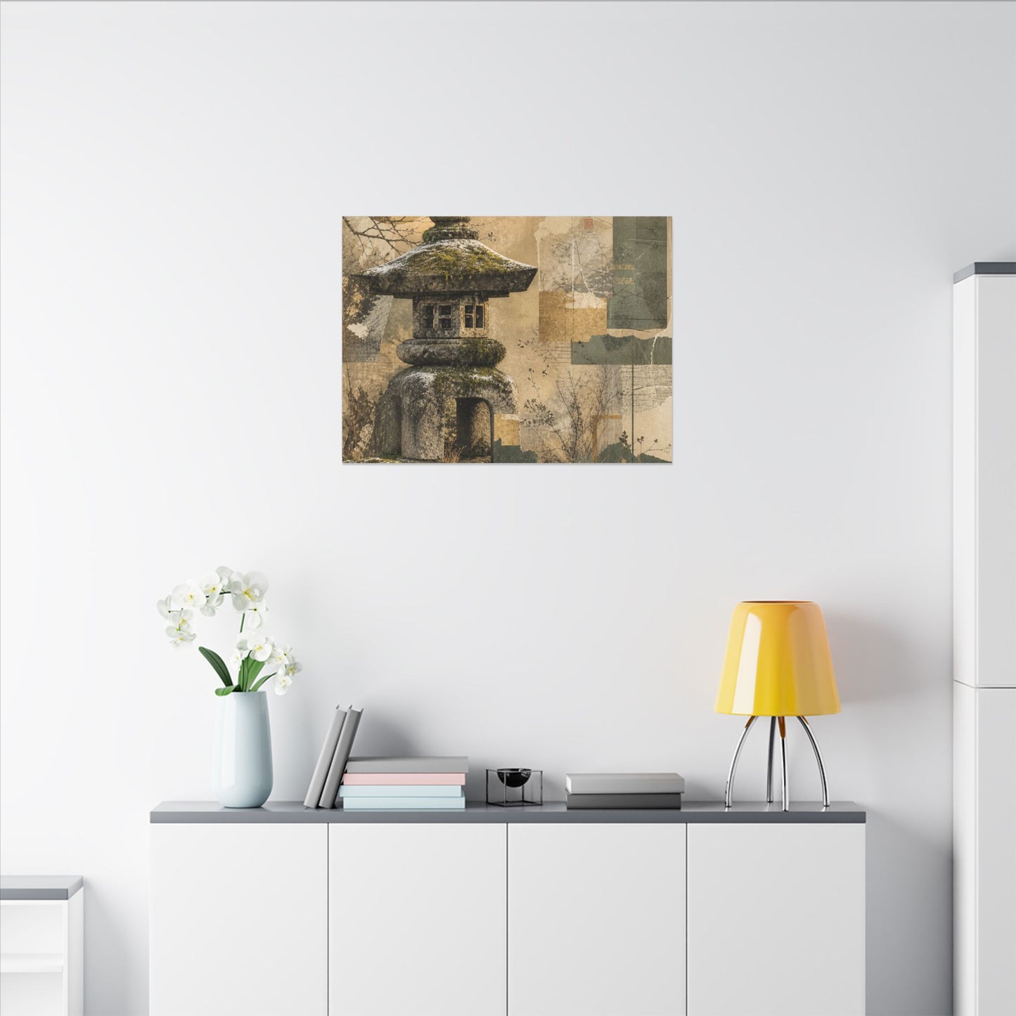 Elegant Stone Lantern Canvas Art - Texture Japandi