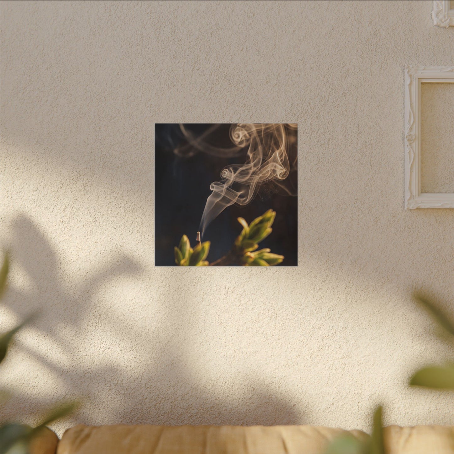 Golden Hour Incense Smoke Canvas Art - Dark Japandi Kanso
