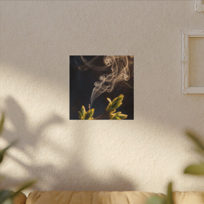 Incense Smoke Spring Canvas Art | Dark Japandi Atmospheric Design