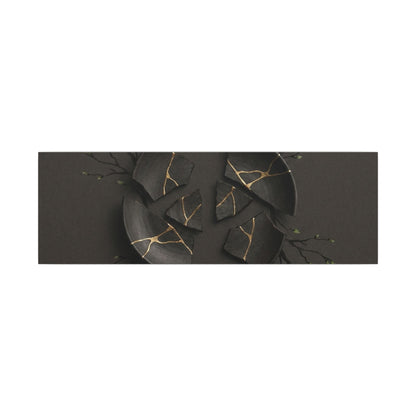Sophisticated Broken Pottery Canvas Art - Charcoal Ink Dark Japandi