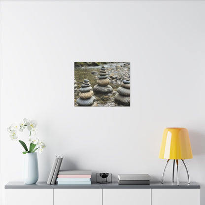 Zen River Stones in Dawn | Karesansui Canvas Art
