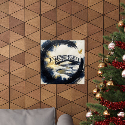 Zen Ink Brushstroke in Golden Hour | Karesansui Wall Art Print