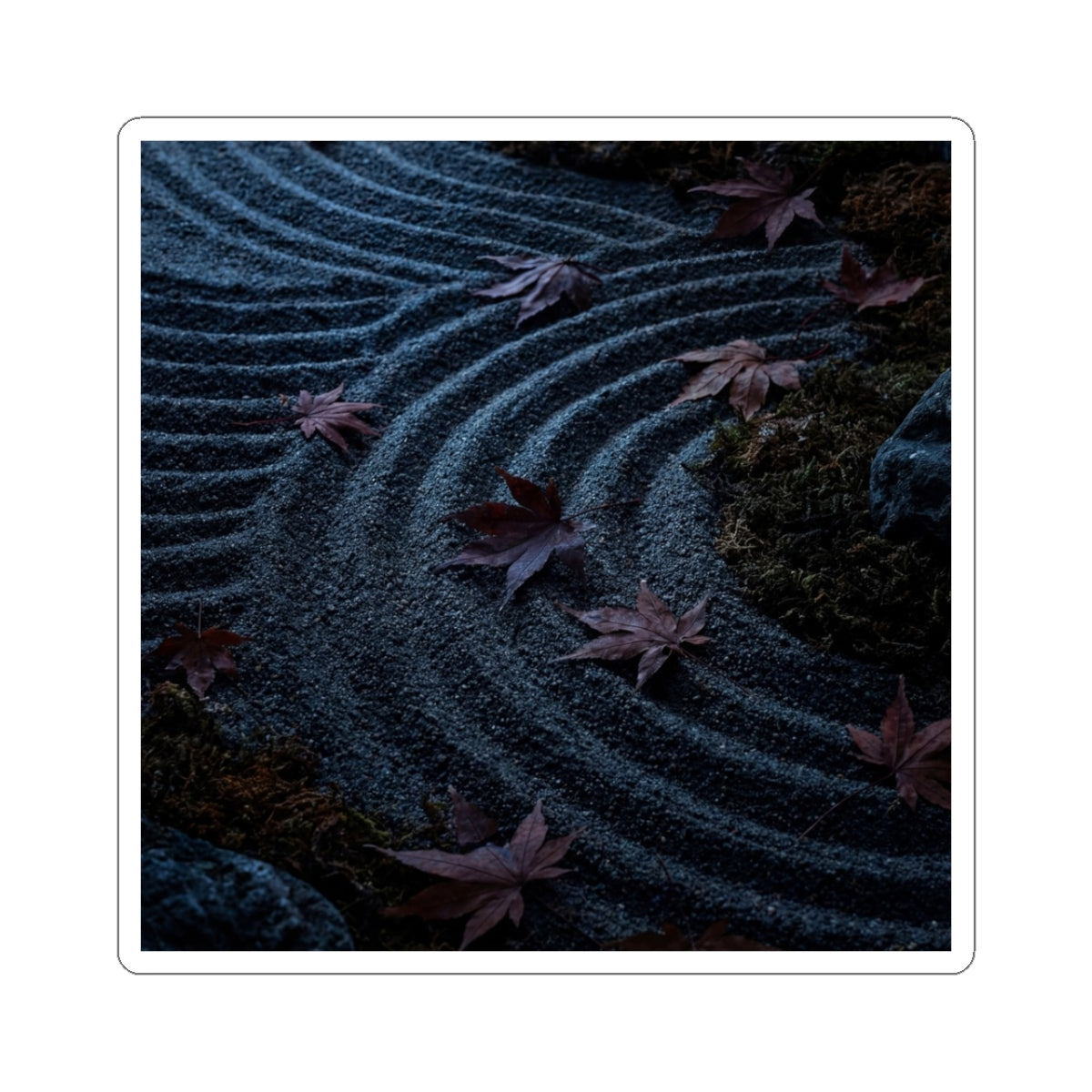 Luxurious Rock Garden Sticker - Dark Texture Dark Japandi Art Print