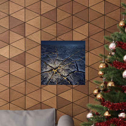 Ma Cracked Earth Wall Art Print - Kintsugi Broken Beauty