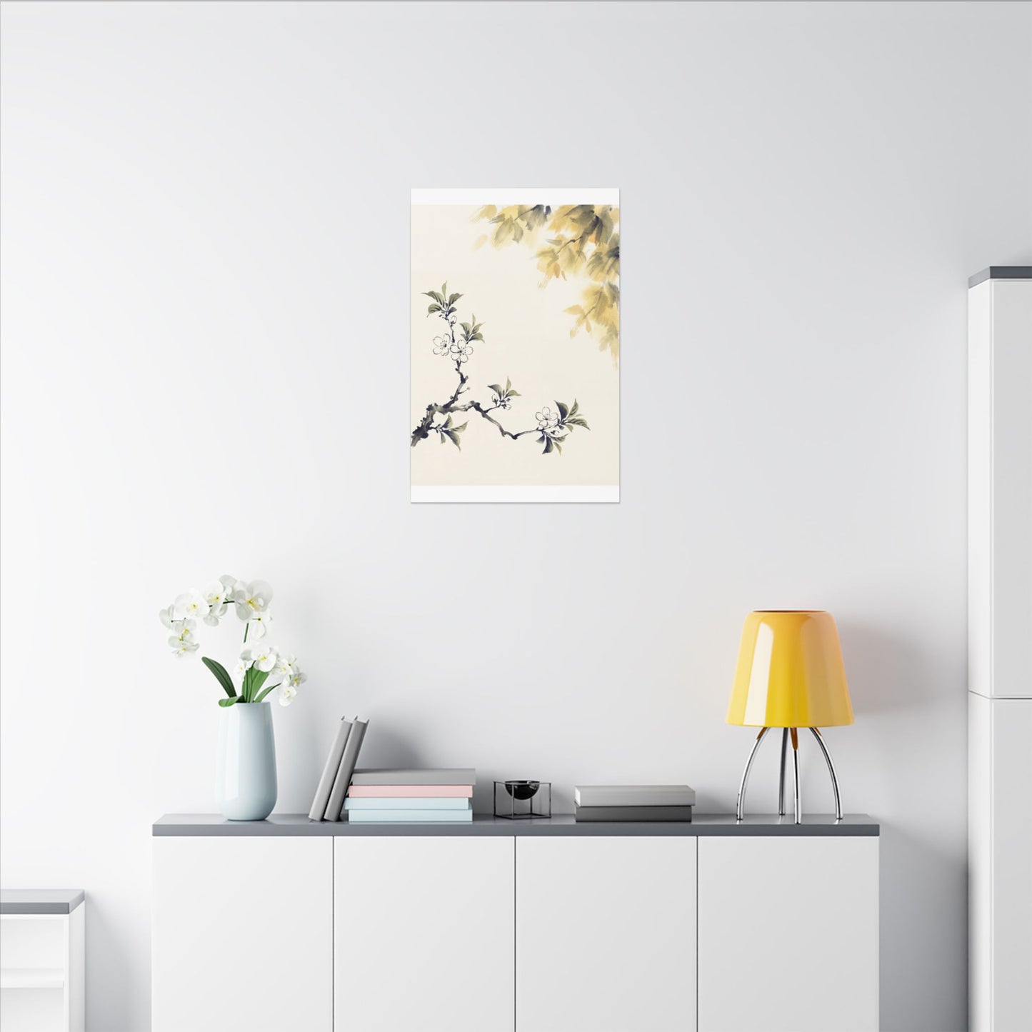 Kanso Cherry Blossom Canvas Art - Zen Sumi E