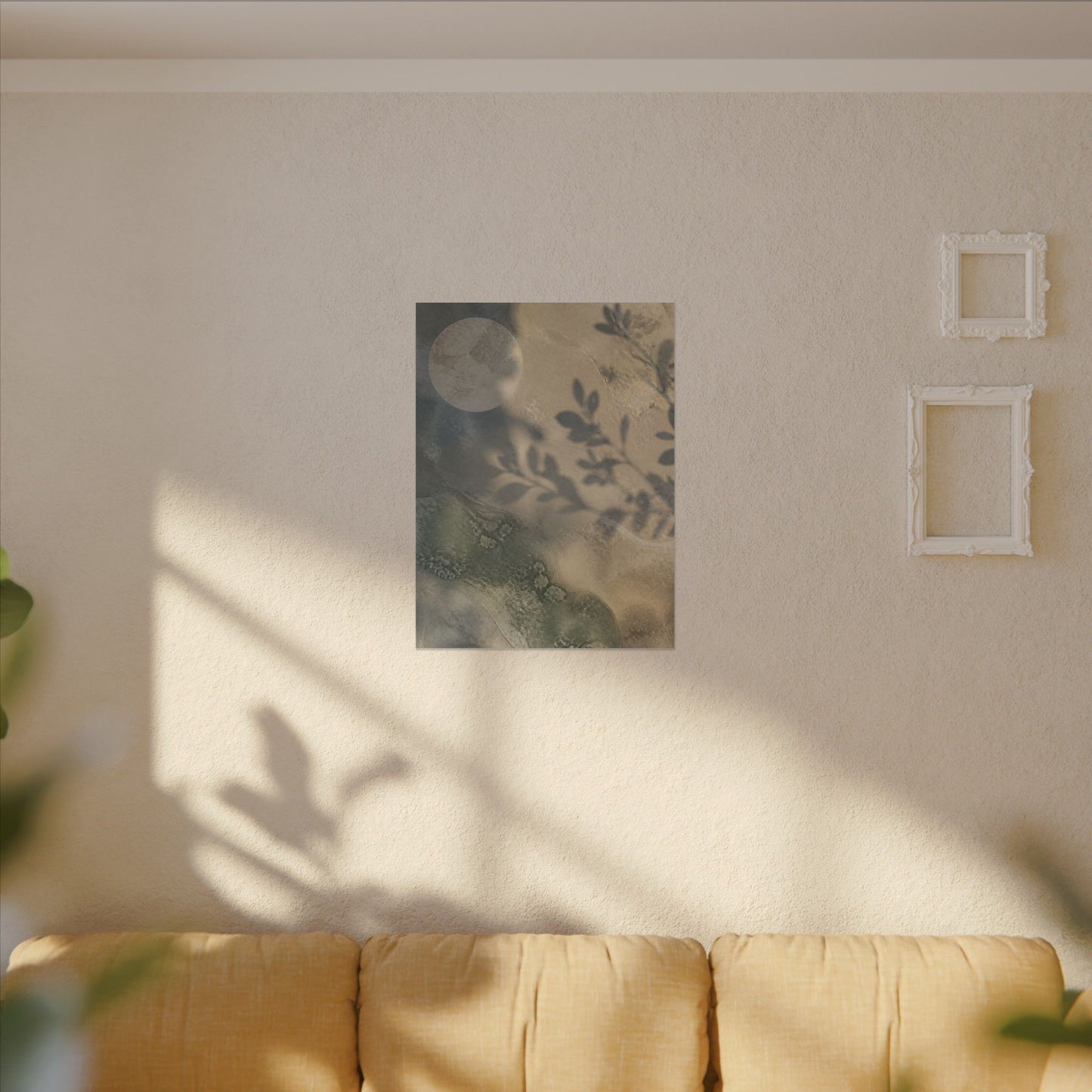 Japandi Shadow Play in Moonlight | Texture Canvas Art