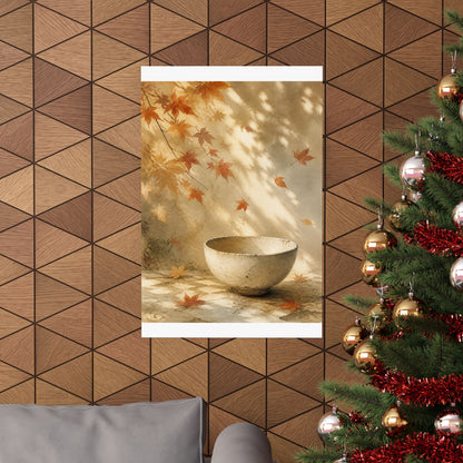 Ceramic Bowl Wall Art Print | Autumn Japandi Watercolor Art