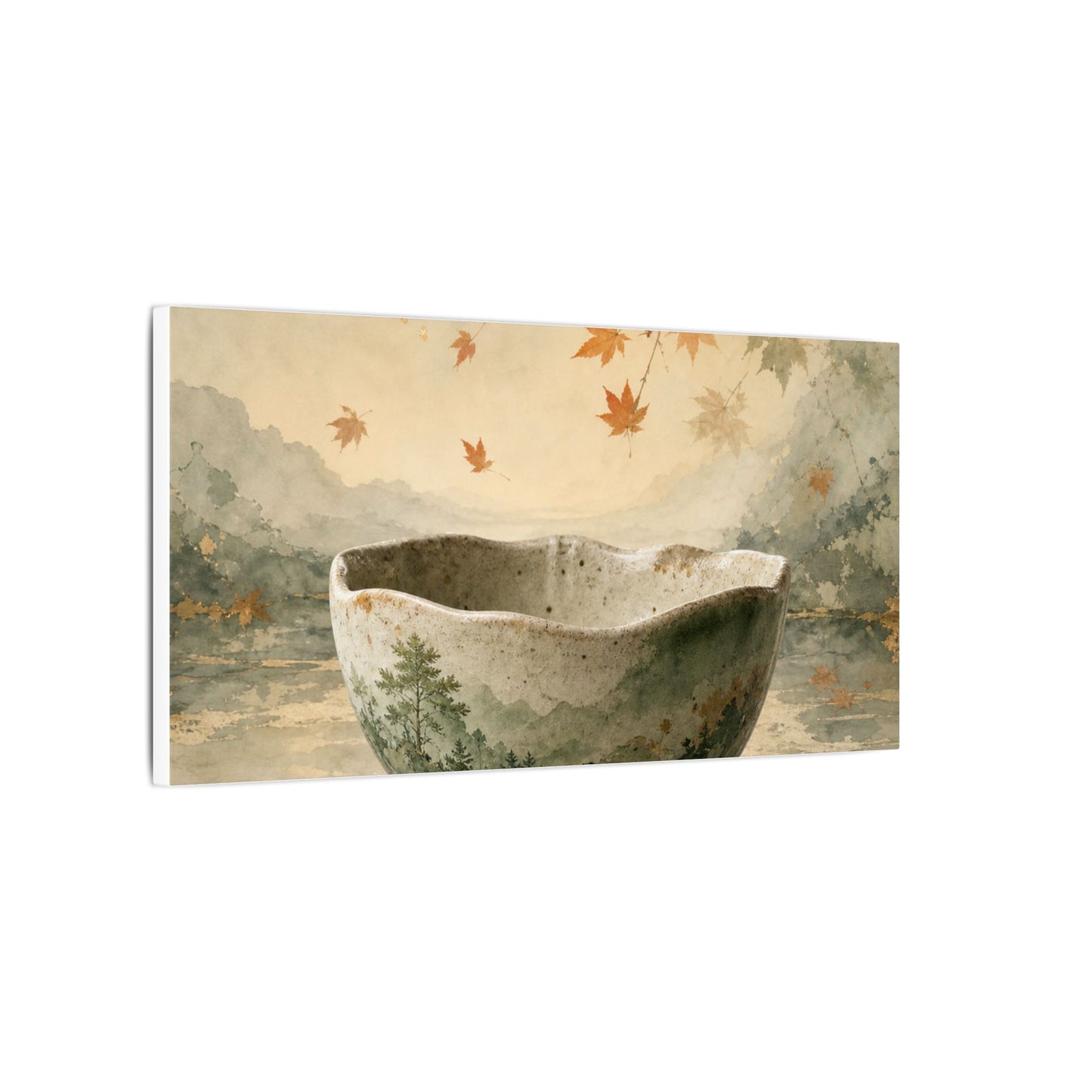 Autumn Ceramic Bowl Watercolor Canvas Art | Cozy Decor