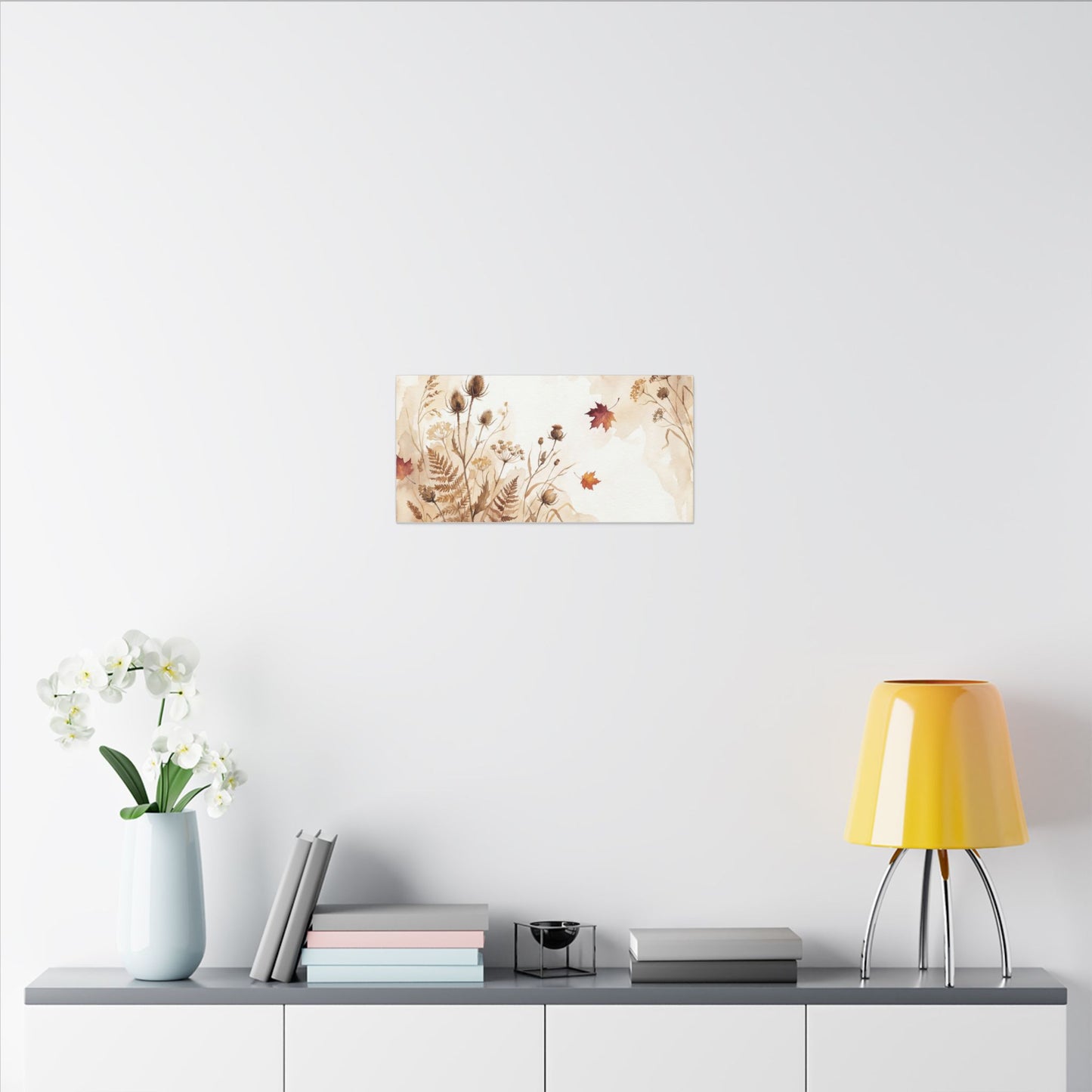 Dried Flowers Canvas Art | Autumn Japandi Watercolor Art