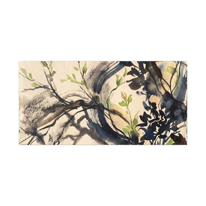 Ma Shadow Play Canvas Art - Dark Japandi Charcoal Ink