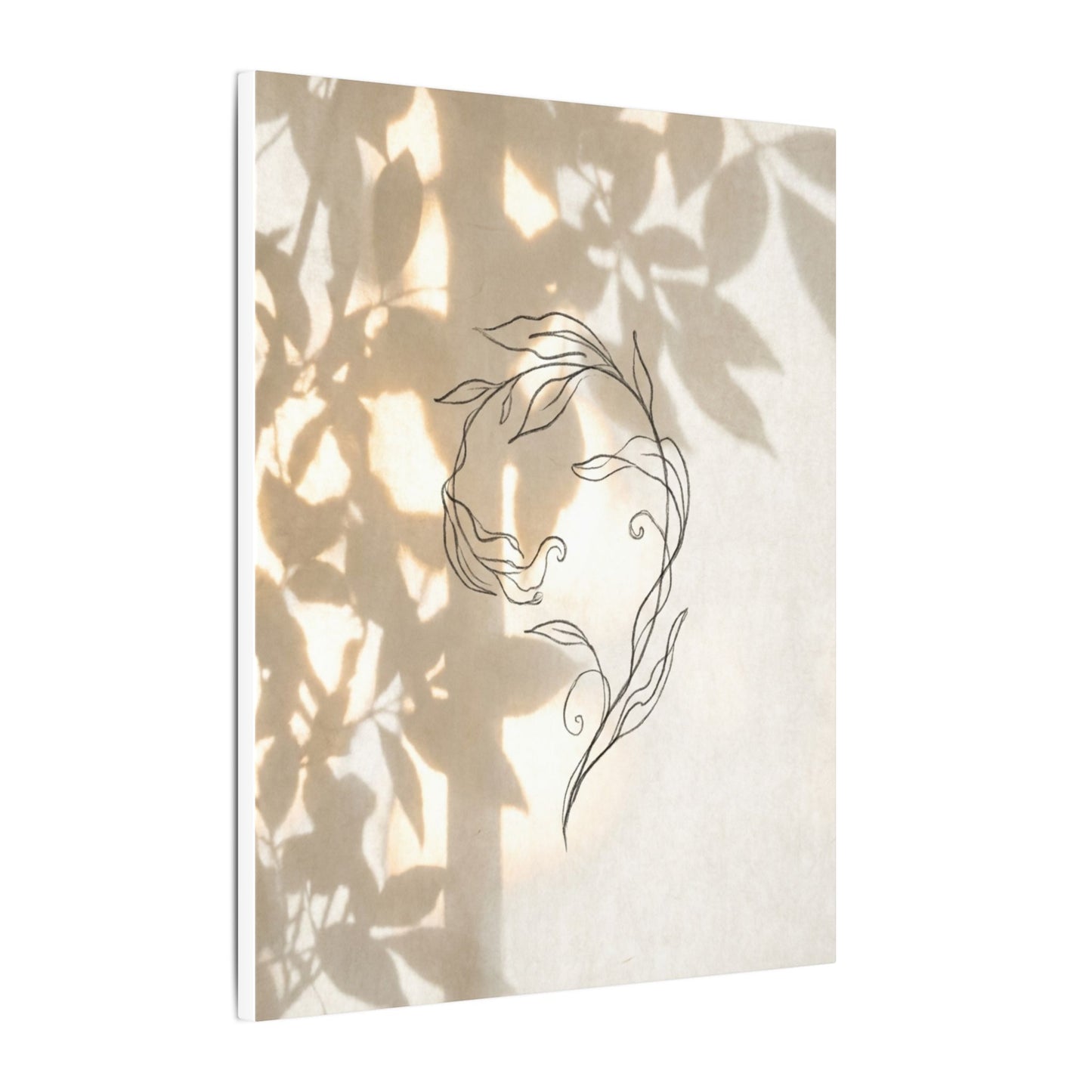 Warm Shoji Screen Canvas Art - Minimal Line Japandi