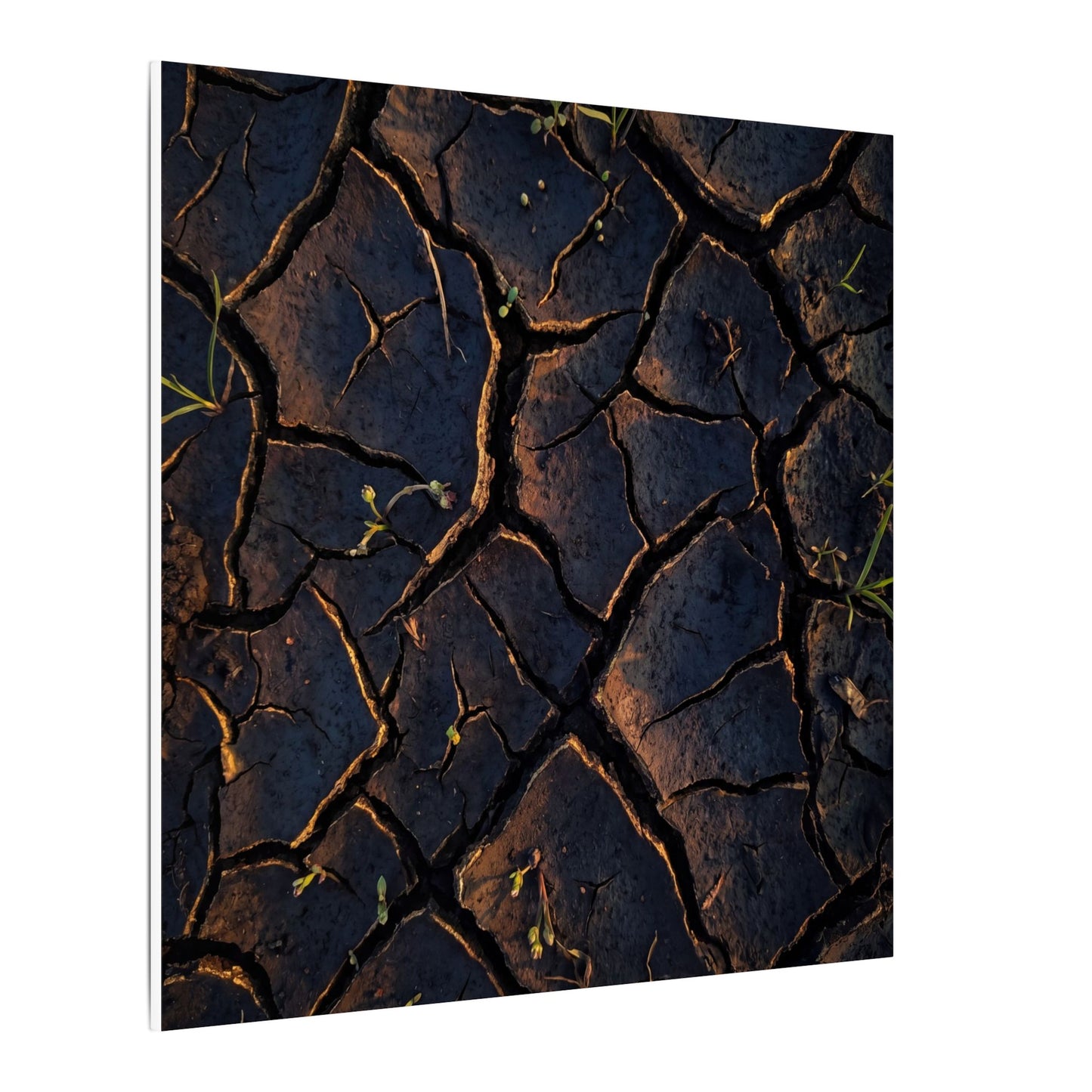 Cracked Earth Moody Minimal Canvas Art | Luxurious Dark Japandi Art