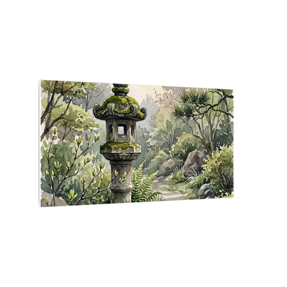 Neutral Stone Lantern Canvas Art - Watercolor Japandi