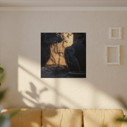 Incense Smoke Canvas Art | Winter Dark Japandi Shadow Zen Art