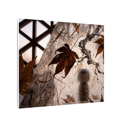 Shoji Screen Autumn Canvas Art | Dark Japandi Atmospheric Design